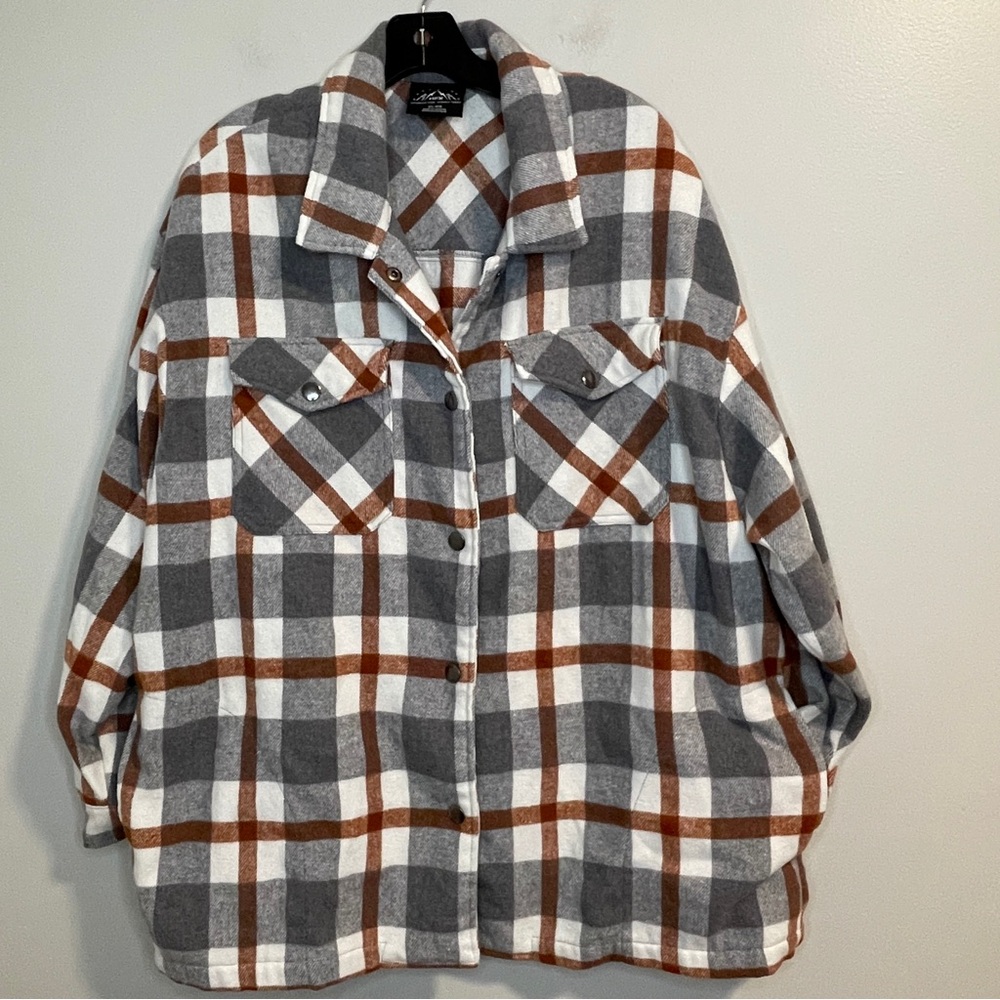 HFX Flannel Shirt Jacket Shacket Wool Blend XL EUC